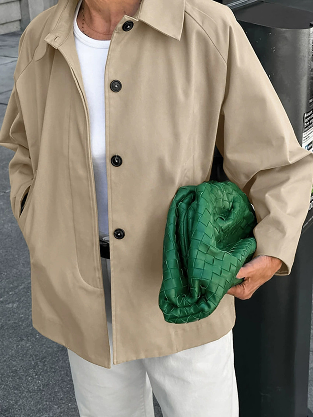 Zara FallWinter Workwear Trench Coat Khaki Lapel Loose Mid Length Commuter
